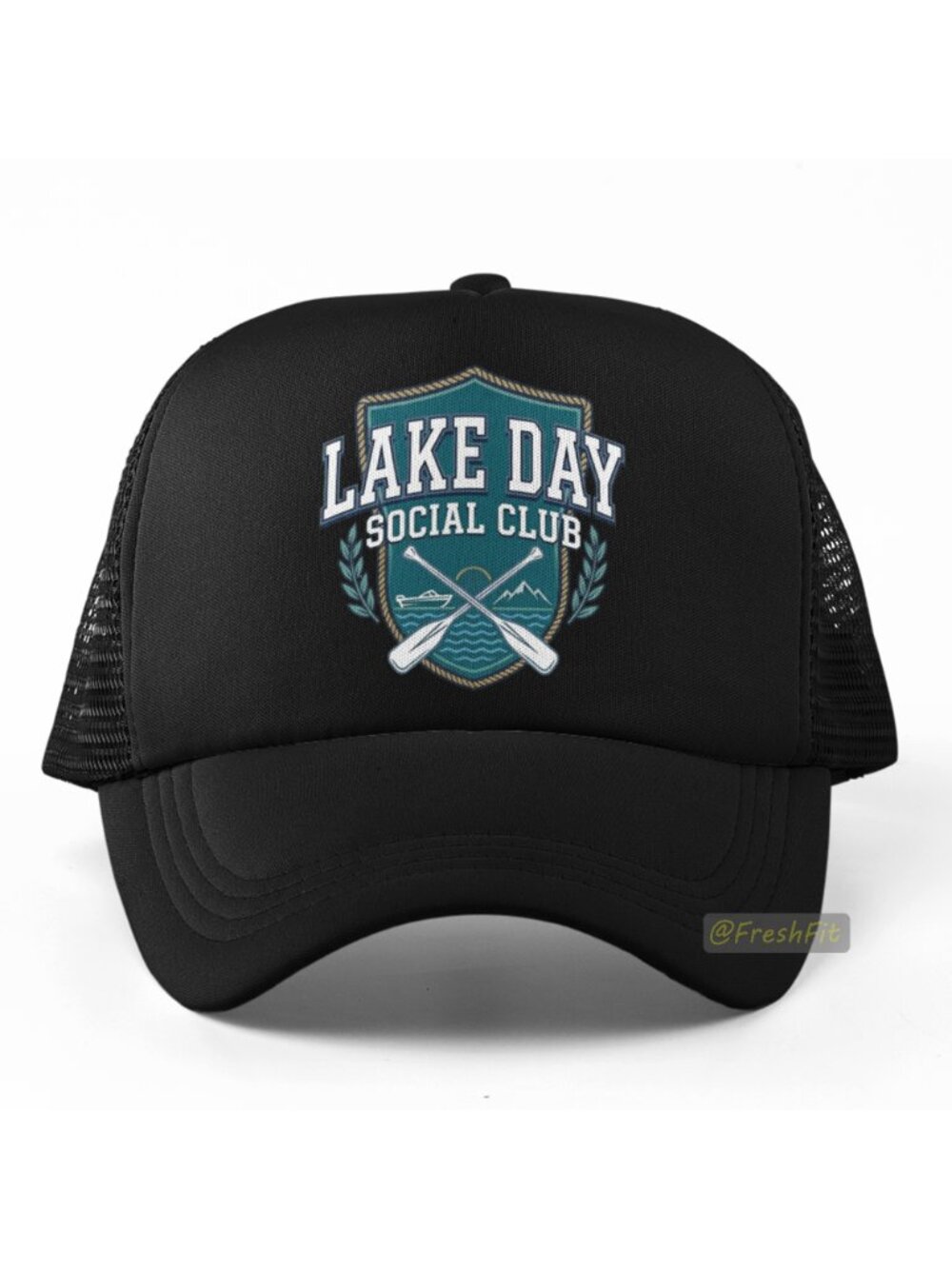🆕Lake Day Social Club Black Foam Trucker Hat Mesh Snapback Cap